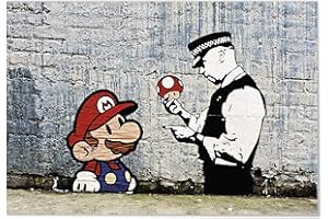 Panorama Poster Stampe da Parete Graffiti Banksy Super Mario 50x35cm - Stampato su Carta 250 gr Alta qualità - Quadri Moderni Soggiorno - Stampe da Parete Moderne - Decorazione Parete