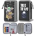 The Mandalorian Children's Pencil Case with Felt and Pencil Case Double Compartment Pencil Case School Supplies Back to School Gift Star Wars Baby Yoda