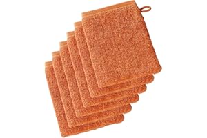 DE WITTE LIETAER Witte di Lietaer 199.514 Wellness Set di 6 Cotton Wash Guanti 15 x 22 cm, Arancione, 15x22 cm