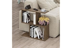 Hocuspicus HOCUS PICUS 2 Tier Storage End Side Table - Versatile C Table - 60x60x19.50cm - Shelves Organizer Office Living Room End Desk Stand Display (Dark Oak Effect)