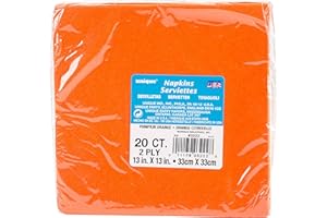 UNIQUE Vibrant Pumpkin Orange Luncheon Napkins (16cm) 20 Count - Premium Disposable Napkins for Parties and Events