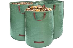 MEKKAPRO Sacs de jardin réutilisables de 272 litres - Sac à déchets verts très resistants - Pour la cour, piscine, jardin - Sacs à déchets de jardin - Légers et flexibles - Lot de 3 (Vert)