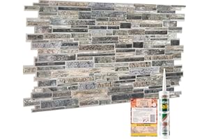 NOVECRAFTO Paneles de pared decorativos 3D, gris piedra, ladrillo efecto pizarra, PVC, revestimiento de plástico