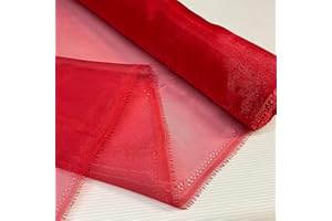 MIDLAND TEXTILES Red 1 Meter Pack Plain Sheer Lightweight Organza Voile Drape Curtain, Wedding, Chair Sash Fabric 150cm Wide