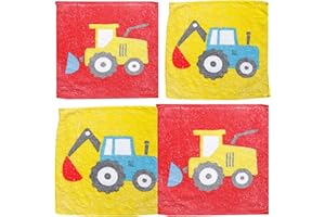 KAMACA Set di 4 asciugamani magici in cotone per bambini, asciugamano magico, idea regalo di compleanno per bambini (set da 4 trattori)