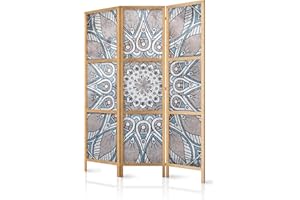 ‎MURANDO murando - Paravent Mandala 135x171 cm 3-teilig einseitig eleganter Sichtschutz Raumteiler Trennwand Raumtrenner Holz Design Motiv Deko Home Office Japan p-C-0010-z-b
