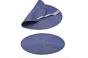 URBAN LIFESTYLE Manteles individuales redondos set 6 piezas Helena (azul) manteles individuales manteles individuales lavables para comedor, manteles individuales redondos cocina, boda, fiesta, mantel individual