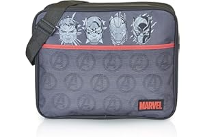 Marvel Avengers Sacoche Homme, Garçon avec Iron Man Hulk Captain America Black Panther, Sac à Bandoulière, Sac Messenger Noir pour Bureau, Cartable École, Collège, Lycée, Sacoche Épaule, Sac De Sport