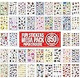 Children Stickers for Scrapbooking, Crafting, Decorating - OVER 850 Self Adhesive Paper Stickers 48 Designs - Party Bag Fillers for Kids, Boys Girls & Teacher Rewards - Animals, Dogs, Cars, Princess