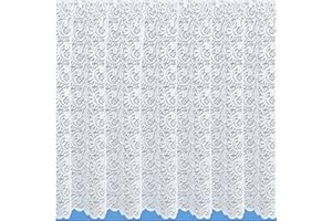 Maple Textiles White Net Curtain, Seychelles Waves Design Lace Curtain, Cut To Width Sold by the Metre (45" (115cm) Drop)