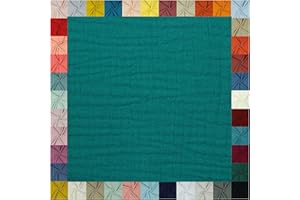 TEXTILQUALITY Hochwertiger Musselin Stoff Meterware - weicher Baumwollstoff für Kleid Baby Decke Tuch Tagesdecke Bettwäsche ÖkoTex Double Gauze uni Baumwollstoffe Dekostoff Stoffe zum Nähen Meterware (türkis)
