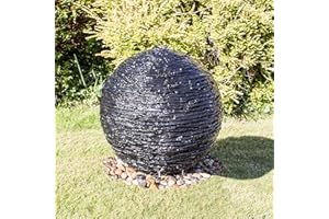 Primrose 50cm Slate Effect Torver Sphere Water Feature Garden Outdoor Fountain with LED Lights