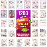 colortouch Sweet Sticker Set - 1200 Adet &Ccedil;ıkartma - &Ccedil;ocuklar, Kızlar, Gen&ccedil;ler ve Yetişkinler i&ccedil;in Sticker Book - Laptop, G&uuml;nl