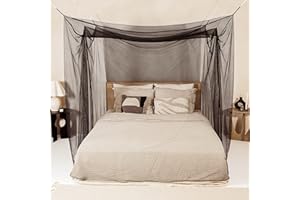 Moskitonetz für Doppelbett Weiß – 6 Hängeschlaufen, ohne Öffnungen – dekorative rechteckige Form für Zuhause & Reise – Betthimmel-Aufhängeset und Tragetasche inklusive – 200 x 180 x 180 cm