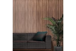 GOODS EMPORIUM Slat Wall Panelling - Wood Panels for Walls - Contemporary 3D Wall Panels/Cladding - Decorative & Sound Absorbing Acoustic Panels Slatted Wooden Slats Wall Panel (Walnut)