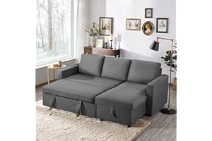 Yaheetech L-Shaped Sofa Bed 3 Seater Couch Pull Out Sectional Couch Bed Convertible Settee Click-Clack Corner Sofa with Storage for Living Room, Office, Grey