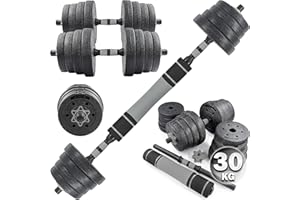 C.P. SPORTS C.P.Sports 2in1 Set manubri e bilancieri | 30kg / 40kg Manubri | Piastre di Peso in plastica per Allenamento con i Pesi, Fitness, Palestra Domestica