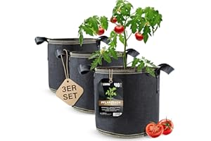DIYer lohag® Premium Vliesstoff-Pflanzsack - 40 Liter, 3er Pack | Für Kräuter, Blumen, Gemüse & Zimmerpflanzen | Robuste, Wiederverwendbare Pflanzbeutel - Die Gesunde Alternative zum Blumentopf