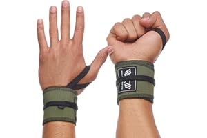 WARM BODY COLD MIND - Premium Cotton Weight Lifting Wrist Wraps for Crossfit, Powerlifting, Deadlift, Gym, Workout, Exercises & Fitness, Heavy-Duty Wrist Support with Thumb Loop