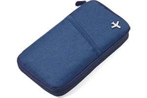 TROIKA SAFE FLIGHT – TRV20/DB – etui na dokumenty podróżne – z folią ochronną do odczytu (do chipów RFID) – zamek błyskawiczny – 12 wewnętrznych przegródek – szlufka na długopis – poliester – granatowy/pomarańczowy