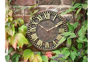 HH Home Hut Outdoor indoor Garden Wall Clock Hand Painted church clock 30cm rust