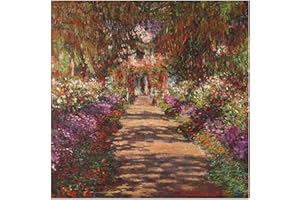 ‎ARTLAND ARTland Wandbild Alu Verbundplatte für Innen & Outdoor Bild 40x40 cm Pflanzen Bäume Blumen Weg in Monets Garten in Giverny 1902 Impressionismus Claude Monet T6UD