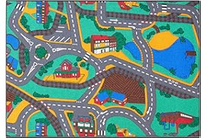 ‎CARPET STUDIO Carpet Studio Teppich Kinderzimmer 95x133cm, Kinderteppich, Spielteppich Straße Jungen & Mädchen für Schlafzimmer & Spielzimmer, Antirutsch, 30°C waschbar - Playtime