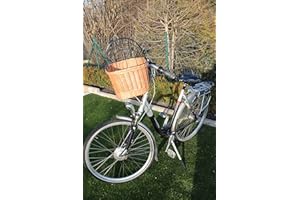 MARCUS WEIDENHANDEL Marcus Hundefahrradkorb für Fahradlenker aus Weide mit Metallgitter und Kissen XL oder XXL Natur Weidenkorb Lenkerkorb für Fahrrad (XL mit Kissen)