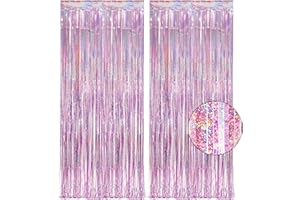 Tinsel Curtain Pink Glitter - GREATRIL Girls Tinsel Curtains Pastel Foils Fringe Party Decoration Background for Unicorn Mermaid Fairy Princess Birthday School Child School Party
