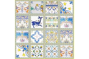 The Nisha 24 PC pegatinas para pared Adhesivo de Pared Salpicadero de Vinilos Azulejos Adhesivos Arte Ecléctico para la Cocina & Baño, 10x10 cm, Florencia