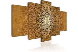 Cuadros B&D XXL - Cuadro en Lienzo Mandala 225x112 cm 5 piezas - Impresión en material tejido no tejido cuadros decoracion salon modernos lienzos decorativos dormitorios - Ornamento f-A-0515-b-p