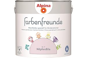 Alpina Farbenfreunde – Nr. 17 Nilpferdlila – Wandfarben speziell für Kinderzimmer – frei von konservierungs- und lösemittelfrei – für ein gesundes und behagliches Raumklima – 2,5L