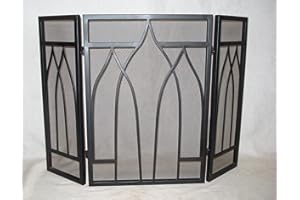 Inglenook Church 3 Panel Heavy Firescreen - Black