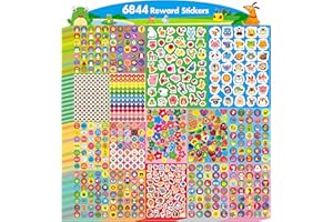 6844 autocollants d'encouragement, 64 feuilles d'autocollants d'encouragement ronds, animaux, beignets, cupcakes, étoiles, coeurs, cadeaux de récompense pour enseignants.