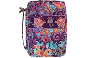 DIWI Quilted Bible Cover Extra Large Sizes 11.25 X 8.25 X 2.75 Inches Good Book Case (XL, C1 Purple Garden)