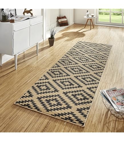 Hanse Home Tapijtloper met band, 80 x 500 cm, zacht, laagpolig tapijt, modern design, loper voor hal, slaapkamer, kinderkamer, badkamer, woonkamer, keuken, decoratieve loper, ivoor