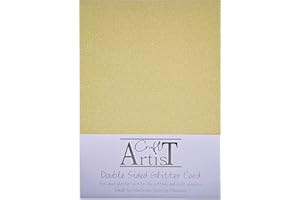 CRAFTS TOO Craft Artist A4 Double-Sided Glitter Card Gold - 250GSM - Non Shed - Use with Cricut, Brother, Silhouette - for Paper Craft, Birthday Toppers, Home Decor, Stationary, Gold (10 Pack)