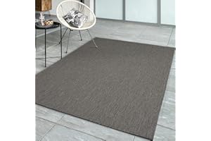 the carpet Mistra - robusto tappeto per esterni, resistente alle intemperie e ai raggi UV, adatto a balcone, terrazza, giardino d'inverno o cucina e sala da pranzo, antracite, 160x220 cm