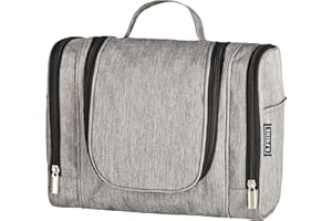 B.PRIME – kosmetyczka Classic XL szary – torba na kosmetyki premium o dużej pojemności, do zawieszenia – wymiary 28 x 13 x 22 cm