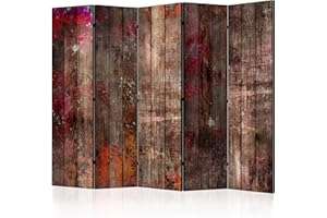 ‎DECOMONKEY decomonkey Paravent Raumteiler Innen Holz Brett 225x172 cm 5 Teilig Einseitig Room Divider Wall Raumteiler Stehend Trennwand Sichtschutz Spanische Wand Sichtschutzwand Wohnzimmer