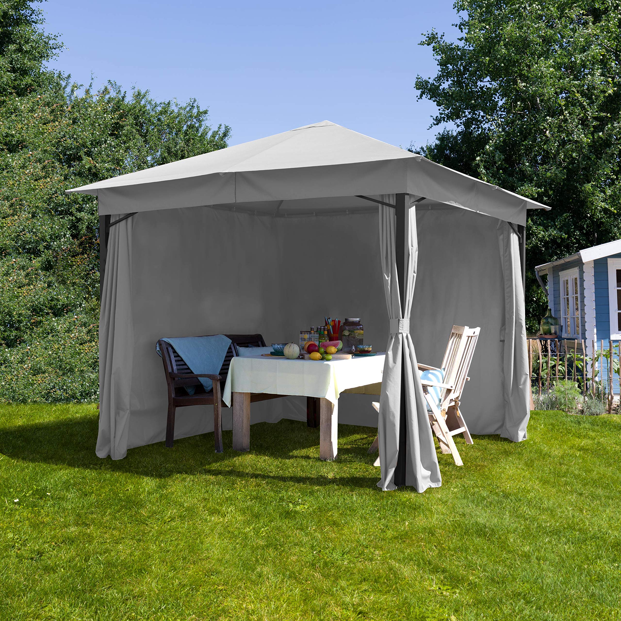 Toolport Gartenpavillon 3x3m 180g M Dachplane Wasserdicht Pavillon 4 Seitenteile Gartenzelt Hell Grau Partyzelt 6x6cm Profil Garten Im Shop At