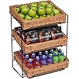 Prestige Wicker Wicker Three Tier Display Stand Countertop, Metal, Black, 34 x 44 x 57 cm
