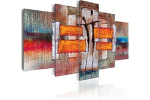 CUADROS B&D XXL murando Cuadro en Lienzo Abstracto 100x50 cm Impresión de 5 Piezas Material Tejido no Tejido Impresión Artística Imagen Gráfica Decoracion de Pared Africa Mujer h-A-0077-b-p