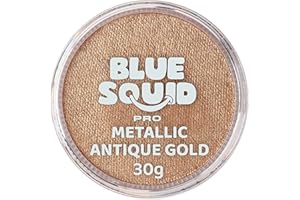 ‎BLUE SQUID Blue Squid PRO Schminke Face Paint und Bodypaint - Metallic Antik-Gold 30g, Hochwertige, professionelle, wasserbasierte Einzelbehälter, Face und Bodypaint Farbe für Erwachsene, Kinder, Fasching & SFX