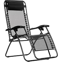 AmazonBasics Zero Gravity Reclining Lounge Portable Chair, Black