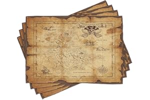 ABAKUHAUS Insel-Karte Platzmatten, Altes Papier Schatzkarte, Waschbare Stoff Esszimmer Küche Tischdekorations Digitaldruck, Kamel