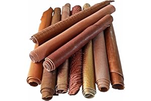 LA GARZARARA Scampoli di Pelle Miste, Stampe, Fantasie e Morbidezze Varie, Gamma dei Colori Vari, Assortimento Casuale, Misura Minima è di 20X25 - Massima 40X40 Cm (Marrone, Cuoio e Rossiccio, 1)