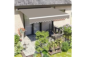 Green Bay 4 x 3m Manual Awning Garden Patio Canopy Sun Shade Shelter Retractable Grey