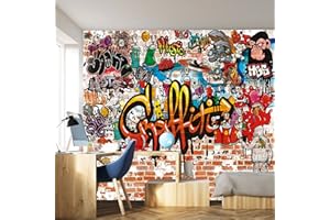 murimage Carta Parati graffiti 366 x 254cm Include Colla Bambini parete pietra grafitti kids vintage fotomurali