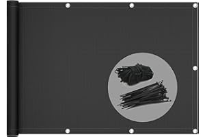 VOUNOT Brise Vue pour Balcon 100% HDPE 230g/m2 Protection UV Résistant aux Déchirures et au Vent Protection Contre Les Regards avec Attaches de Câble et Cordons 600x90cm Noir